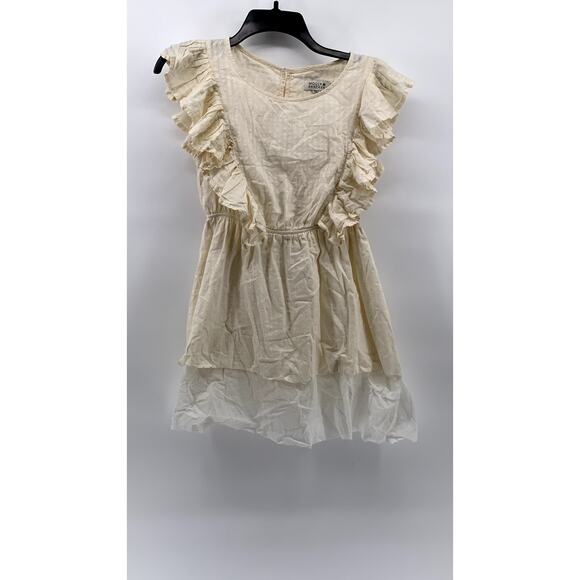 MOLLY BRACKEN Women’s Beige-White Ruffle Open-Back Dress SZ S - Picture 3 of 13